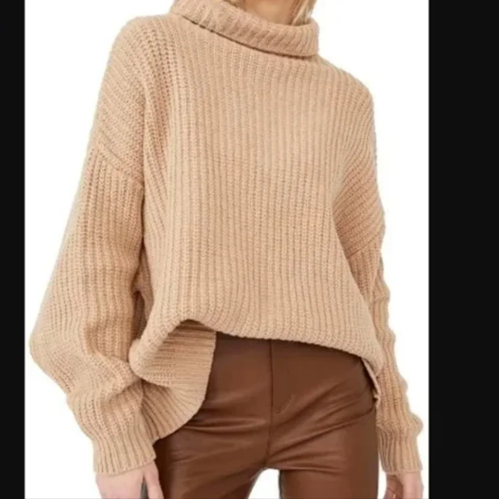 Free People Camel Cowl Neck Sweater